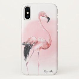 Meisjes Tropisch Roze Flamingo met naam Case-Mate iPhone Case