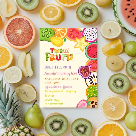 Meisjes Tropische Fruit Party Twotti Frutti Verjaa Kaart