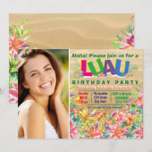 Meisjes Tropische Luau Foto Verjaardagsfeest Kaart (Voorkant / Achterkant)