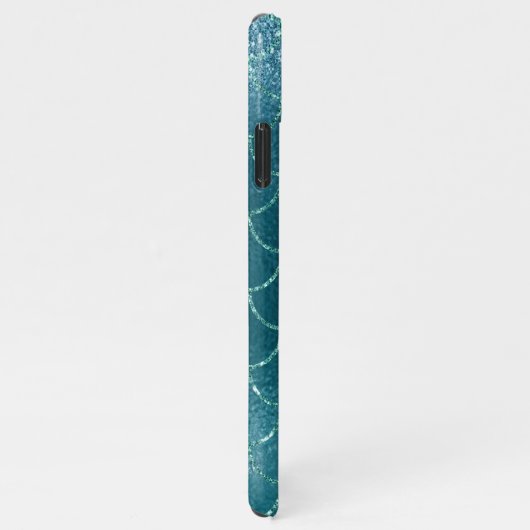 Meisjes Turkoois Zeemeermin Schubben Monogram Naam iPhone Hoesje (Rechterkant)