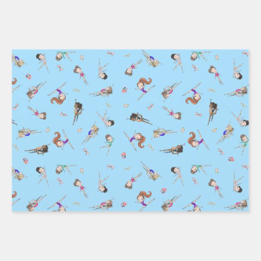 Meisjes Turnen Cupcakes Patroon Roze Paarse Blauw Inpakpapier Vel (Voorkant 3)