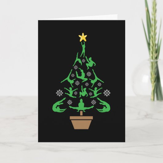 Meisjes Turnen Kerstboom Kaart (Voorkant)