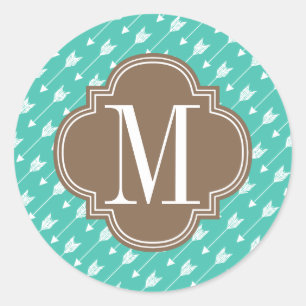 Meisjes Turquoise & brown Tribal Arrows Custom Ronde Sticker