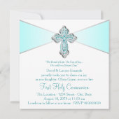 Meisjes Turquoise Eerste Communie Kaart (Achterkant)