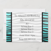 Meisjes turquoise en zwarte zebra print kroon kaart (Achterkant)