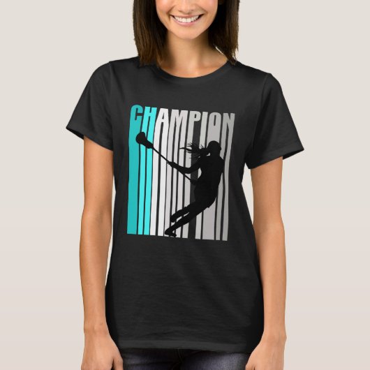 Meisjes Turquoise Lacrosse Kampioen Lacrosse Team T-shirt (Voorkant)