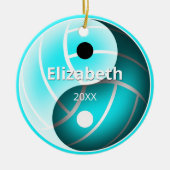 meisjes turquoise yin yang volleybal keramisch ornament (Voorkant)
