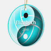 meisjes turquoise yin yang volleybal keramisch ornament (Links)