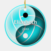 meisjes turquoise yin yang volleybal keramisch ornament (Achterkant)