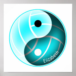 meisjes turquoise yin yang volleybal poster