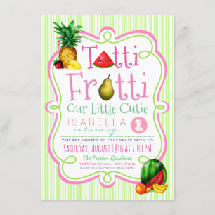 Meisjes Tutti Frutti verjaardagsfeest uitnodiging
