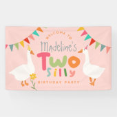 Meisjes Twee Gekke Gans 2e Verjaardag Welkom Spandoek (Horizontaal)