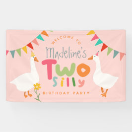 Meisjes Twee Gekke Gans 2e Verjaardag Welkom Spandoek