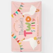 Meisjes Twee Gekke Gans 2e Verjaardag Welkom Spandoek (Verticaal)