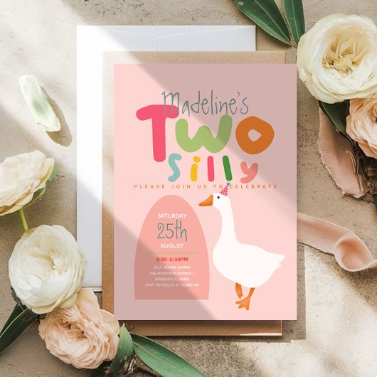 Meisjes Twee Gekke Goose Roze Eerste Verjaardag Kaart