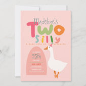 Meisjes Twee Gekke Goose Roze Eerste Verjaardag Kaart (Voorkant)