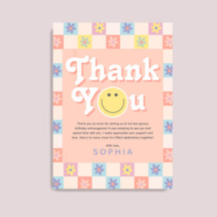 Meisjes Twee Groovy Boho 2e verjaardag Bedankkaart