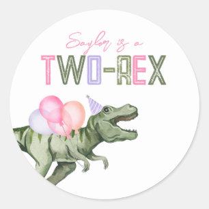 Meisjes twee-rex party Stickers