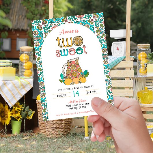 Meisjes twee zoete limonade picknick verjaardag kaart