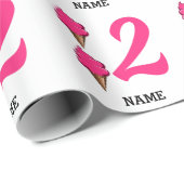 Meisjes Tweede Verjaardagsfeestje Roze IJs Cream Cadeaupapier (Rol Hoek)