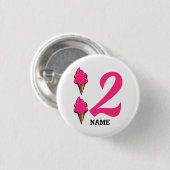 Meisjes Tweede Verjaardagsfeestje Roze IJs Cream Ronde Button 3,2 Cm (Voorkant /achterkant)
