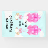 Meisjes tweeling baby shower spandoek (Horizontaal)