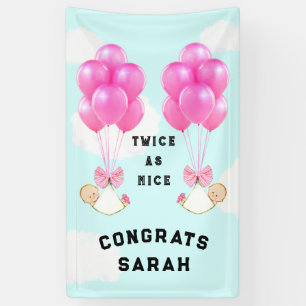 Meisjes tweeling baby shower spandoek