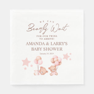 Meisjes Tweeling Teddybeer Babyshower Welkom Servet