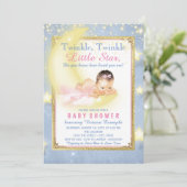 Meisjes Twinkle Twinkle Little Star Baby shower Kaart (Staand voorkant)