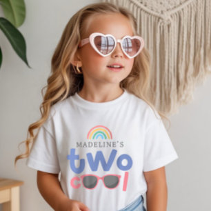 Meisjes Two Cool Regenboog 2de Verjaardag T-shirt