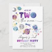 Meisje's TWO de Moon Uitnodiging | Ruimtevaart (Voorkant)