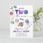 Meisje's TWO de Moon Uitnodiging | Ruimtevaart (Staand voorkant)