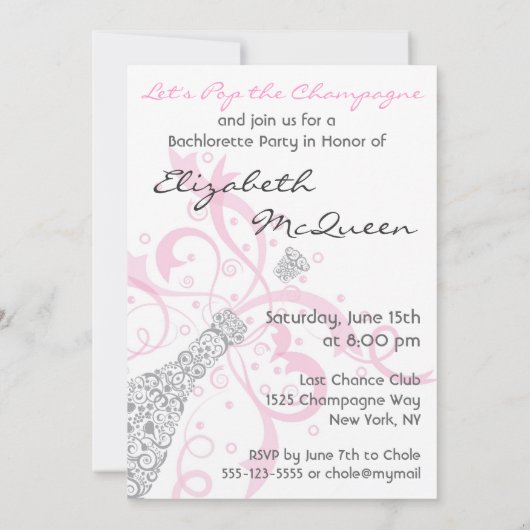 Meisjes uit Champagne Bachelorette Party Kaart (Achterkant)