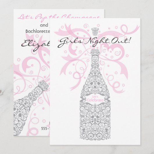 Meisjes uit Champagne Bachelorette Party Kaart (Voorkant / Achterkant)