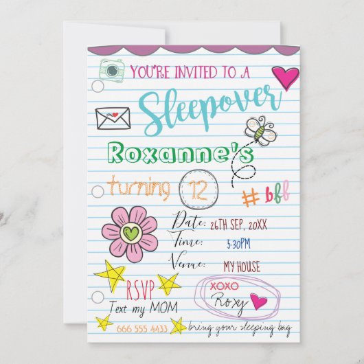 Meisjes uit de slaapstand/uitnodiging van de dag v kaart (Voorkant)