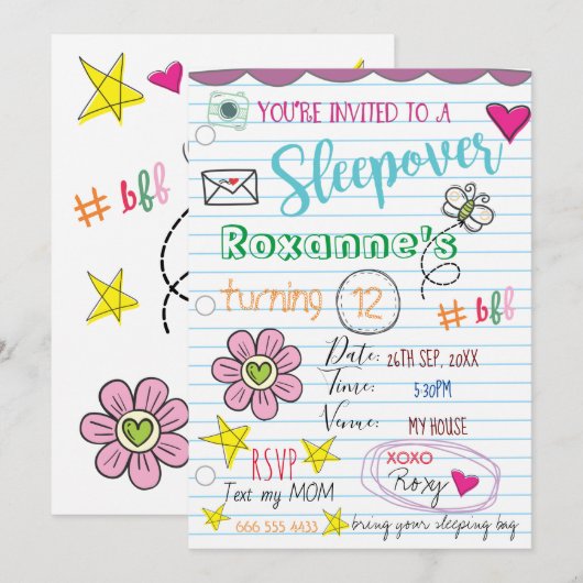 Meisjes uit de slaapstand/uitnodiging van de dag v kaart (Voorkant / Achterkant)