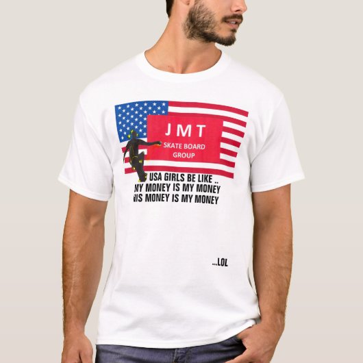 MEISJES UIT DE VS ZIJN ALS Basic T-shirt met donke (Voorkant)