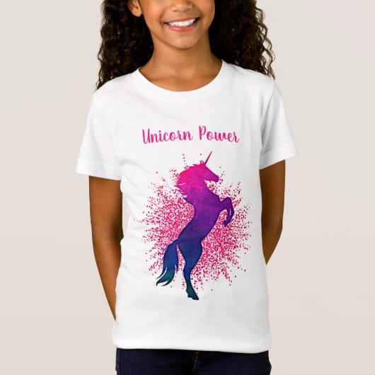 Meisjes "Unicorn Power" Unicorn & Glitter T-shirt (Voorkant)