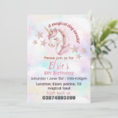 Meisjes unicorn thema verjaardag uitnodiging (Staand voorkant)