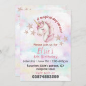 Meisjes unicorn thema verjaardag uitnodiging (Voorkant / Achterkant)