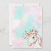 Meisjes unicorn verjaardagsfeestje uitnodiging (Achterkant)