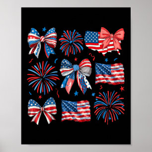 Meisjes Usa Vlag Vuurwerk Bogen Patriottisch 4 Jul Poster