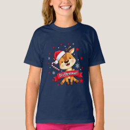 Meisjes Vakantie T-shirt Oh Deer Santa Christmas