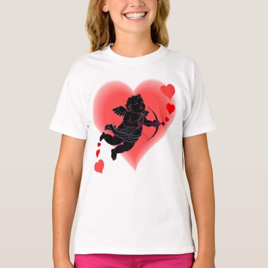 Meisjes Valentijn Shirten Roze Cupid Sweatshirt (Voorkant)