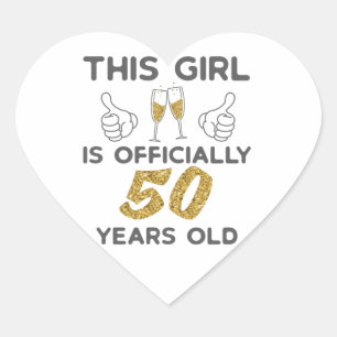 Meisjes van 50 jaar. 50 jaar. hart sticker