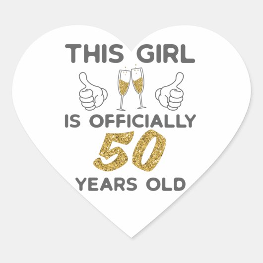 Meisjes van 50 jaar. 50 jaar. hart sticker (Voorkant)