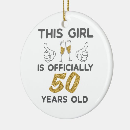 Meisjes van 50 jaar. 50 jaar. keramisch ornament (Links)