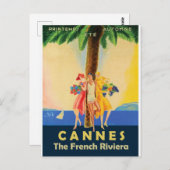 Meisjes van Cannes onder de palmboom Briefkaart (Voorkant / Achterkant)