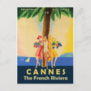 Meisjes van Cannes onder de palmboom Briefkaart