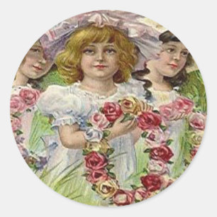 Meisjes van de Decoratiedag Ronde Sticker